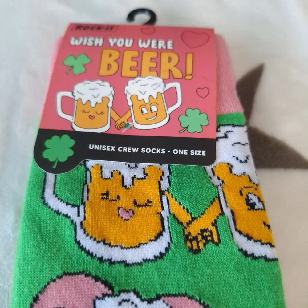 Novelty Wish You Were Beer Unisex Socks Funny Cute‎ Partner Spouse Gift Love